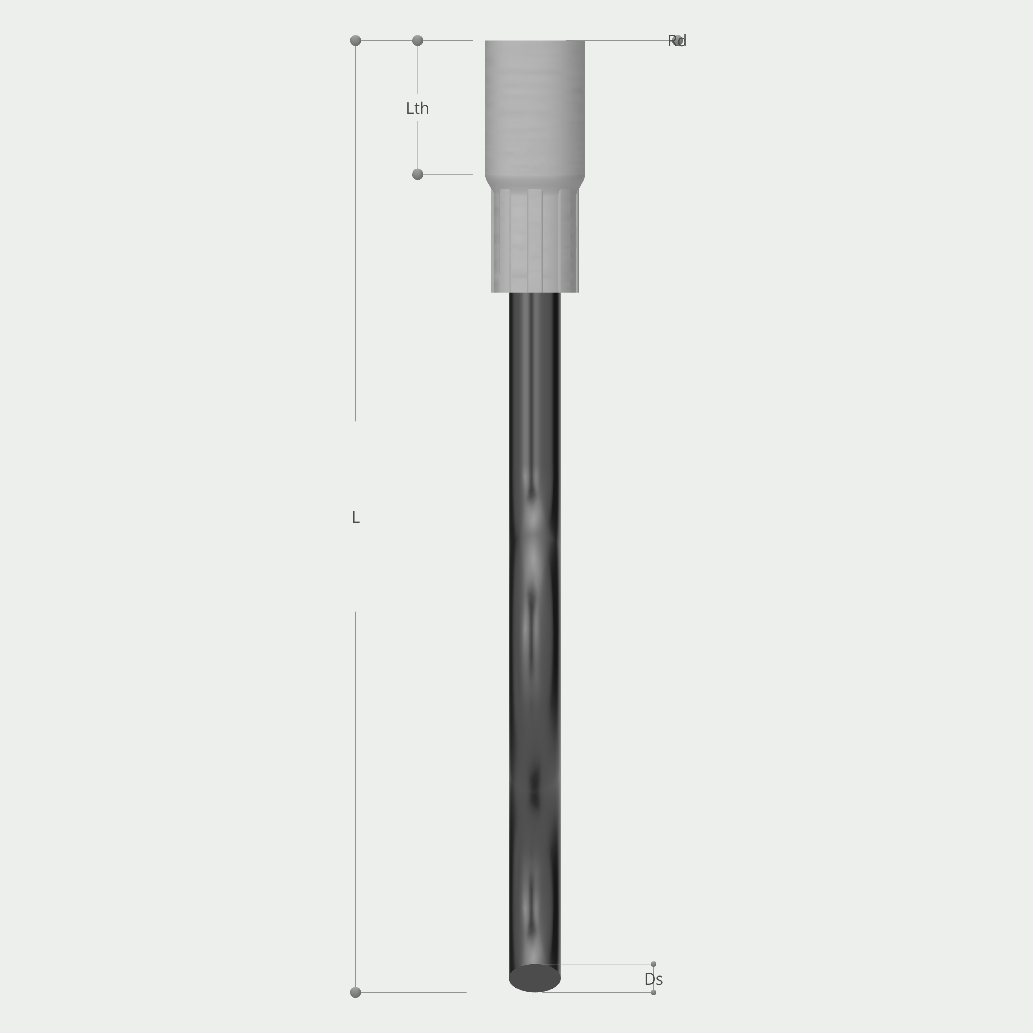 a drawing of a metal pole with measurements on a white background .