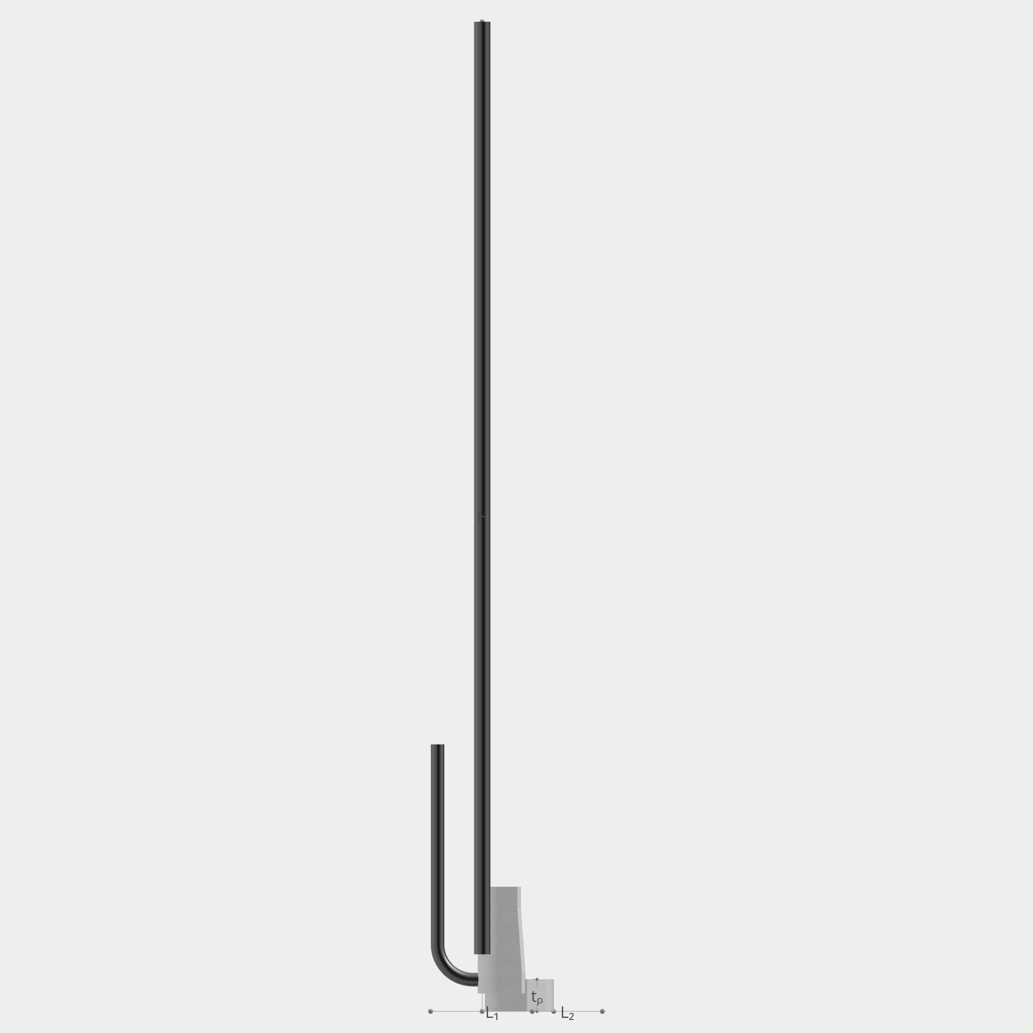 a 3d model of a pole with a hose attached to it on a white background .