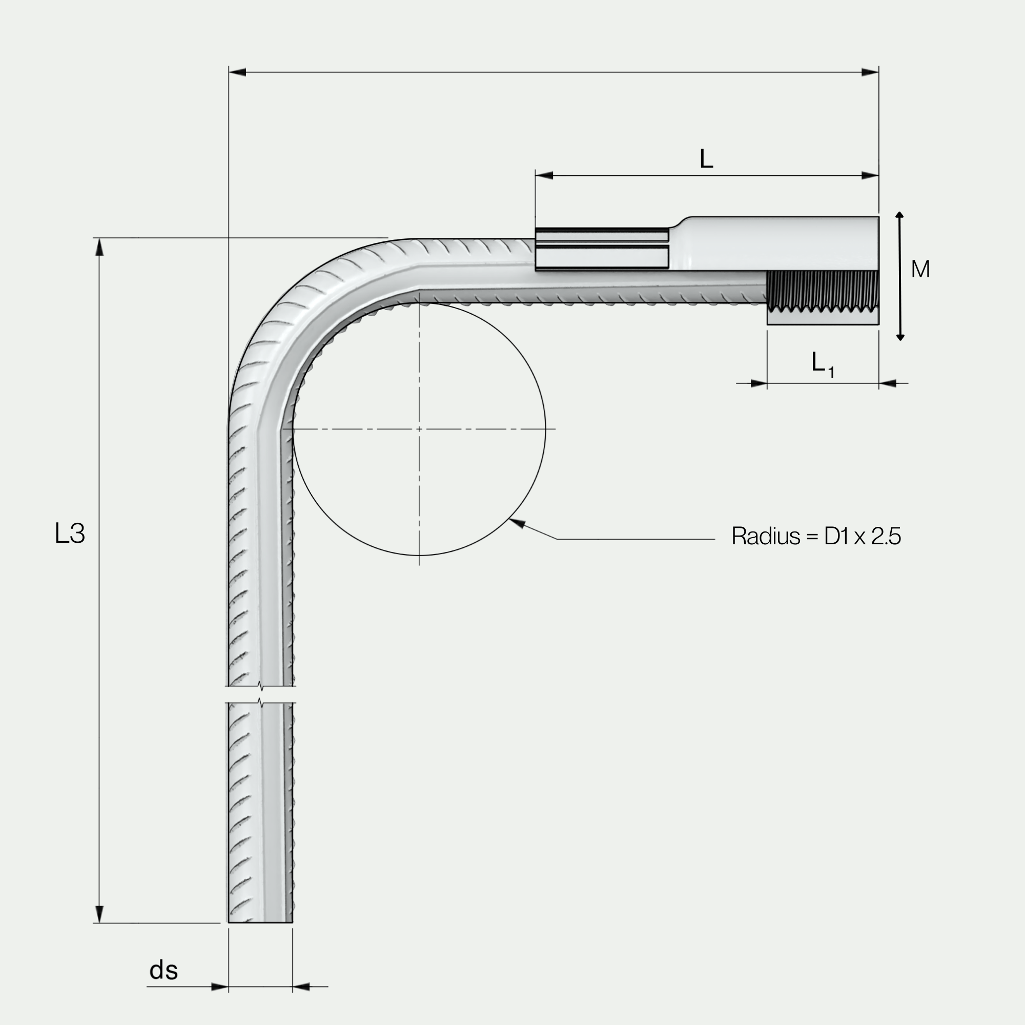 a drawing of a pipe with a radius of d1 x 2.5