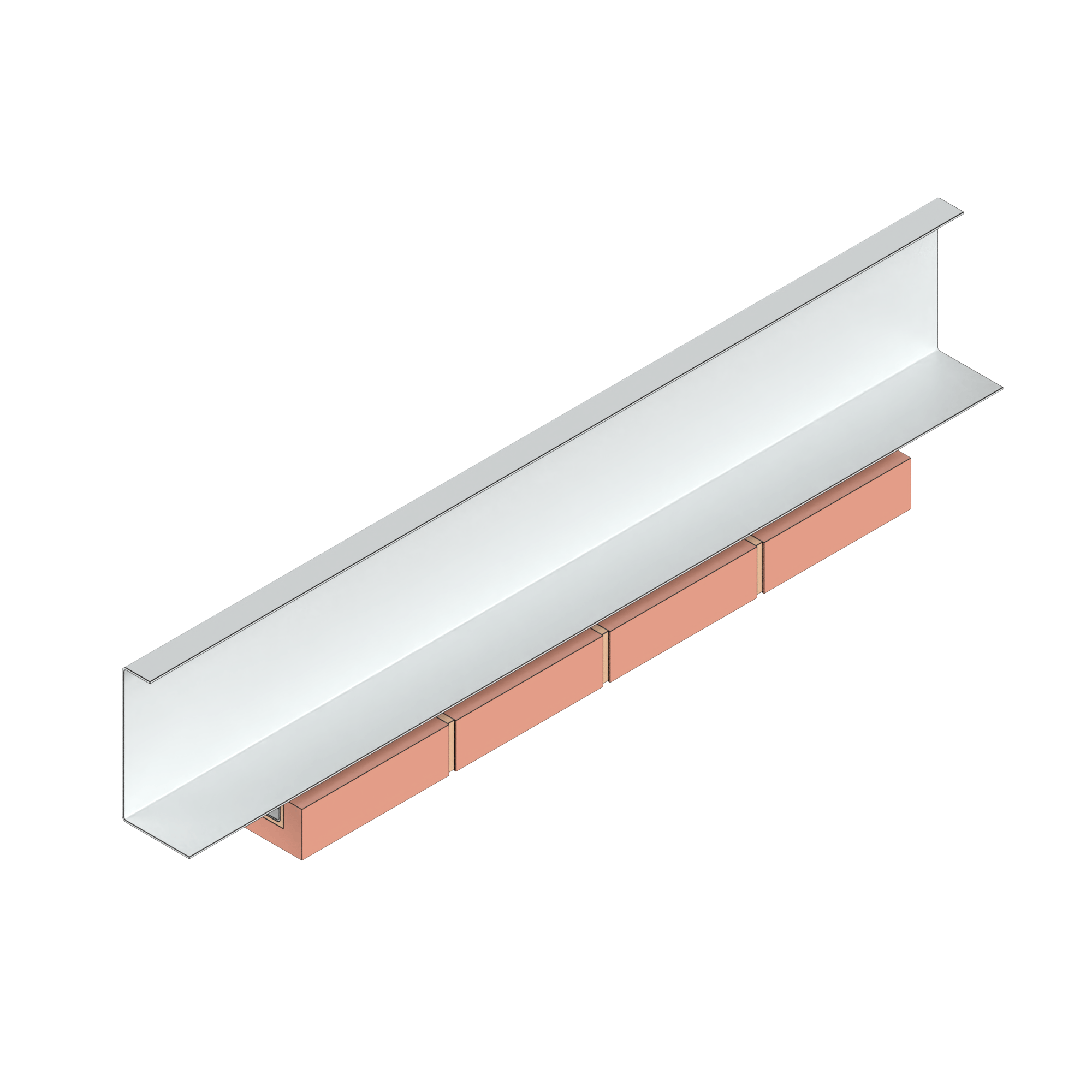 a drawing of a brick wall with a metal bracket attached to it