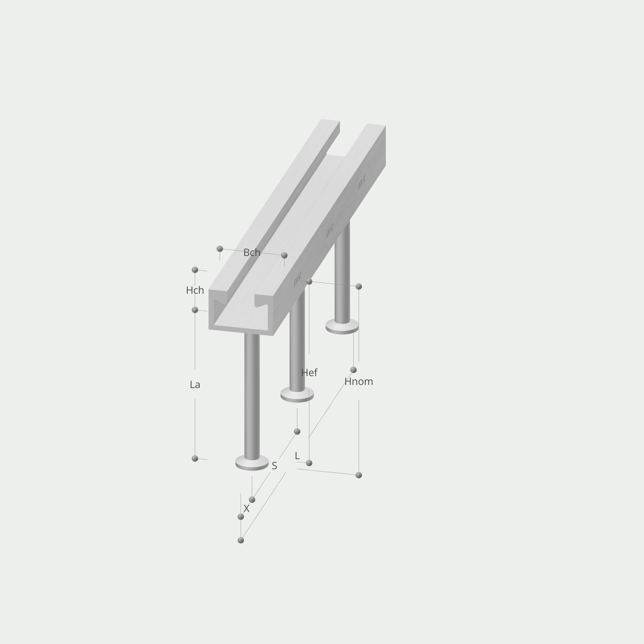 a drawing of a railing with measurements such as hch and la