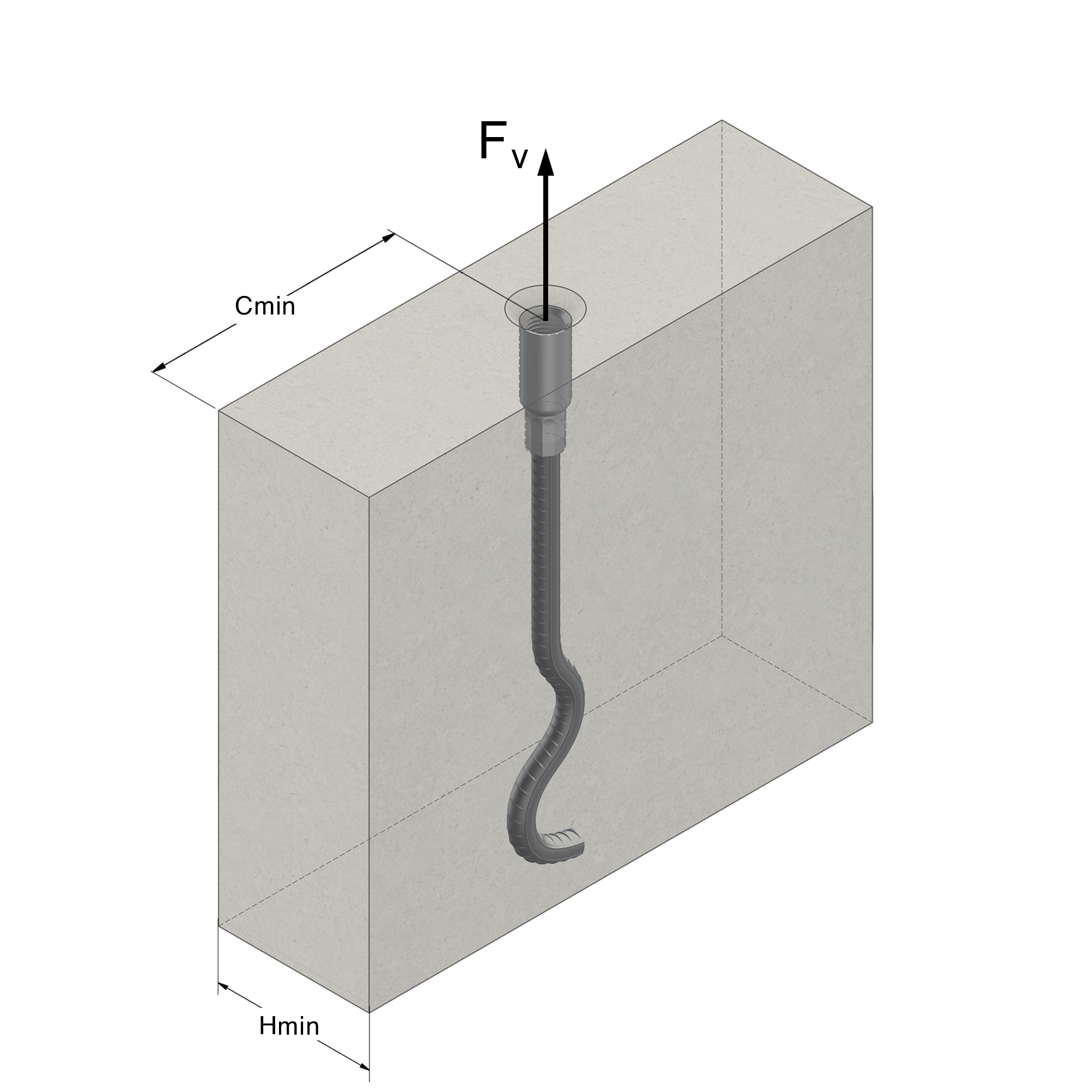 a drawing of a hook in a concrete wall