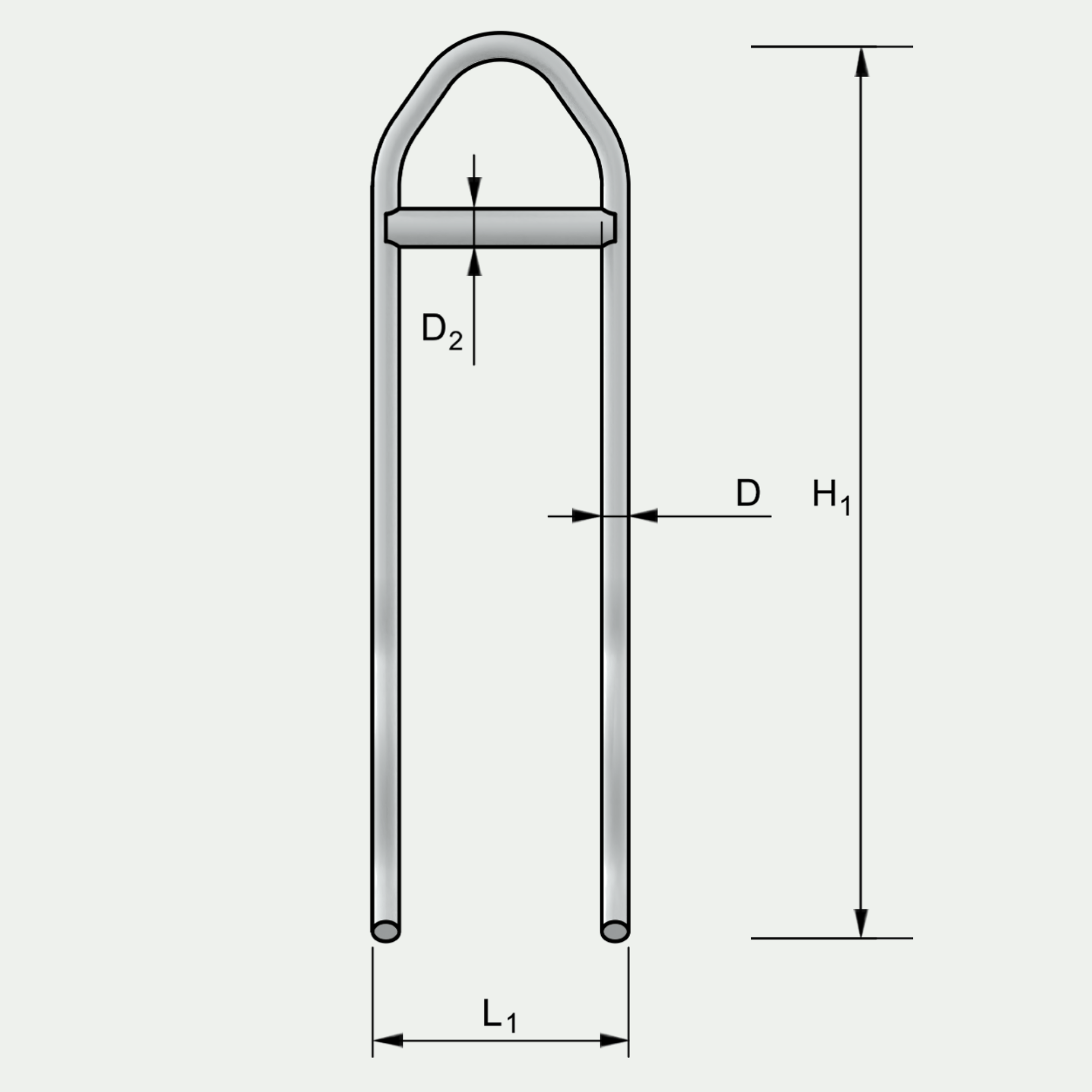 a drawing of a metal bar with measurements on a white background .