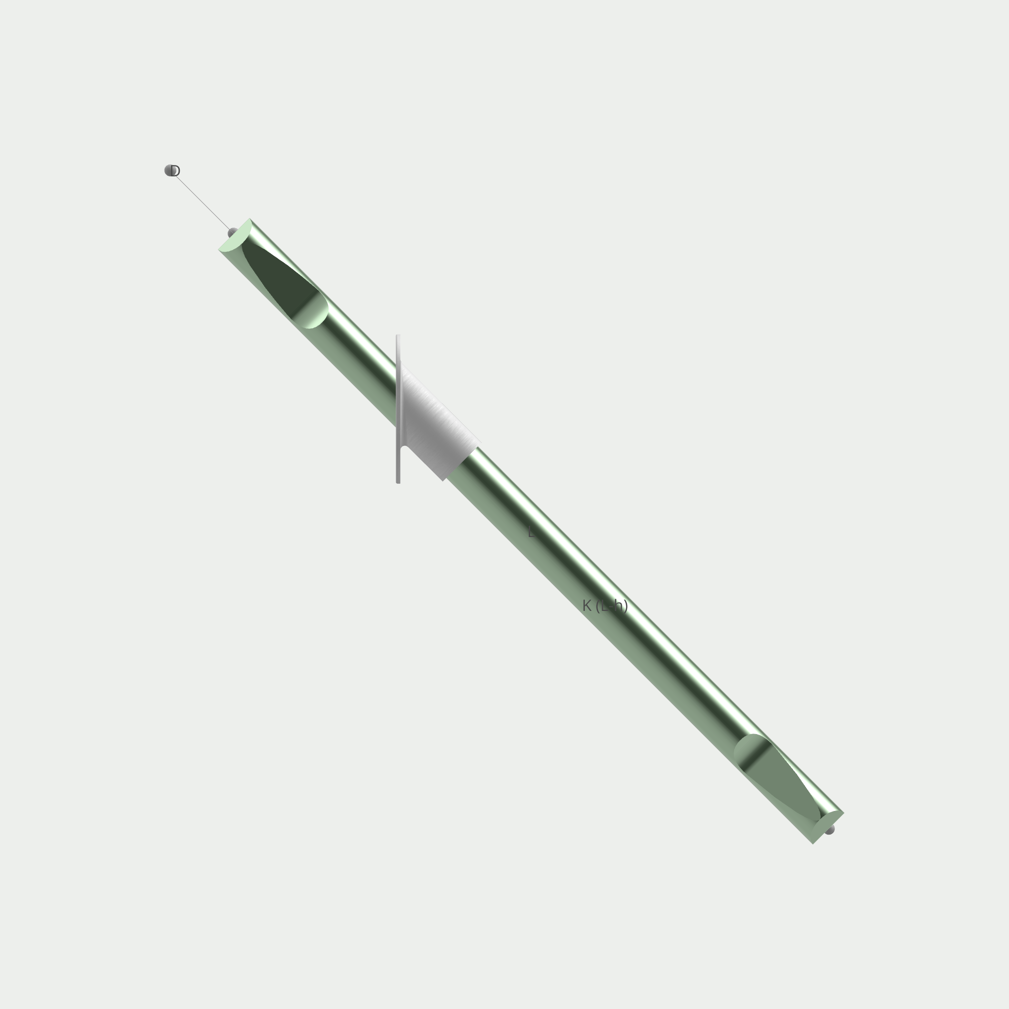 a green pen with a white stripe on the end