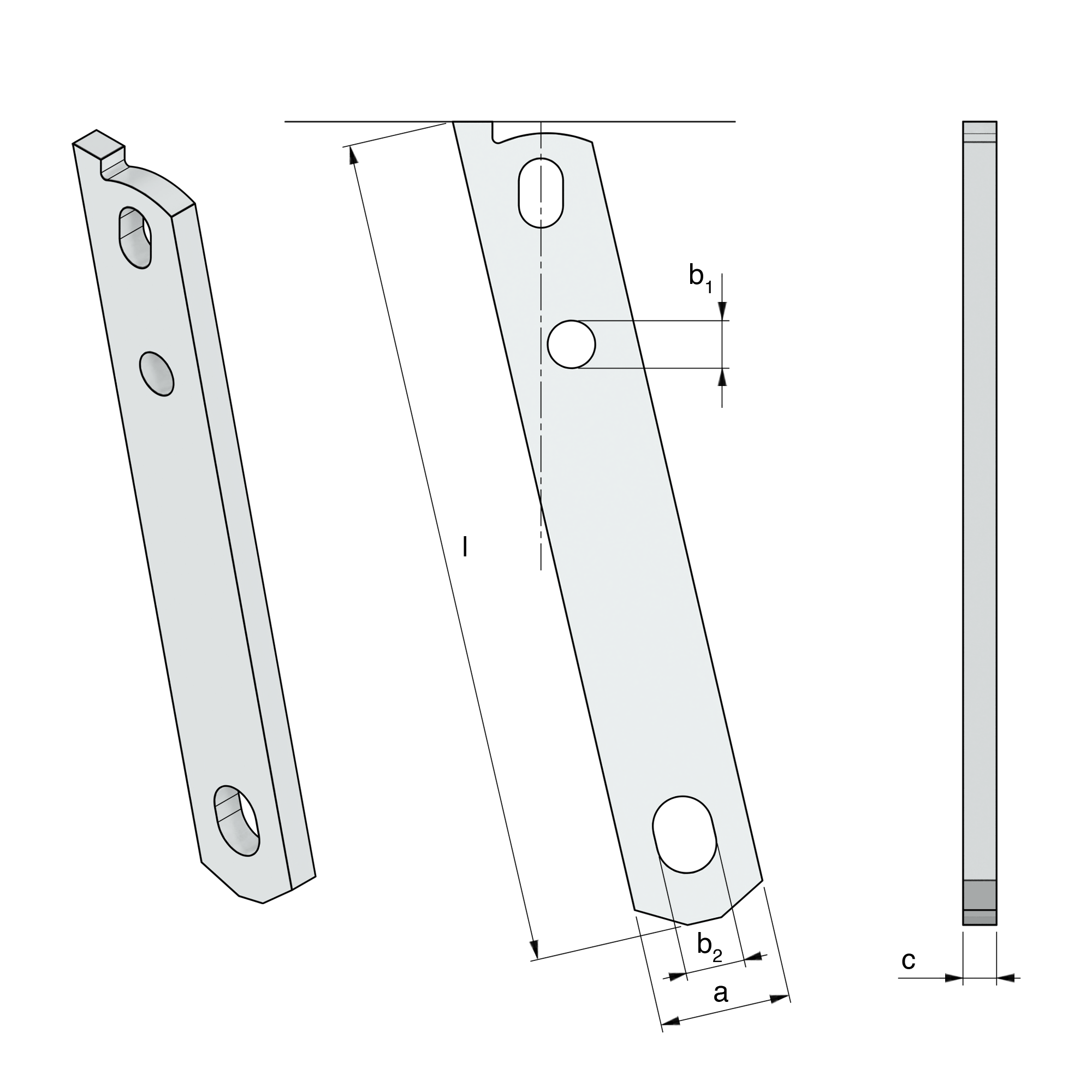 a black and white drawing of a piece of metal with holes in it .