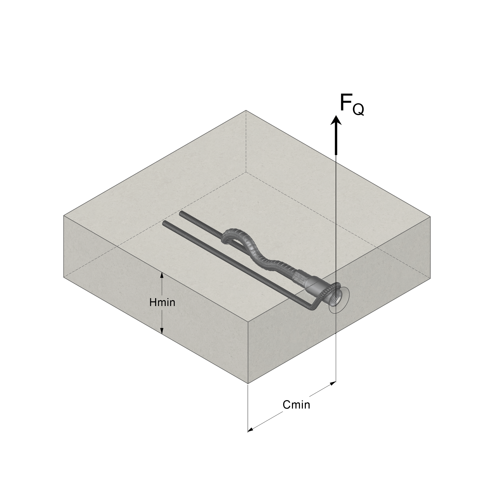 an isometric drawing of a pipe with the word hmin at the bottom