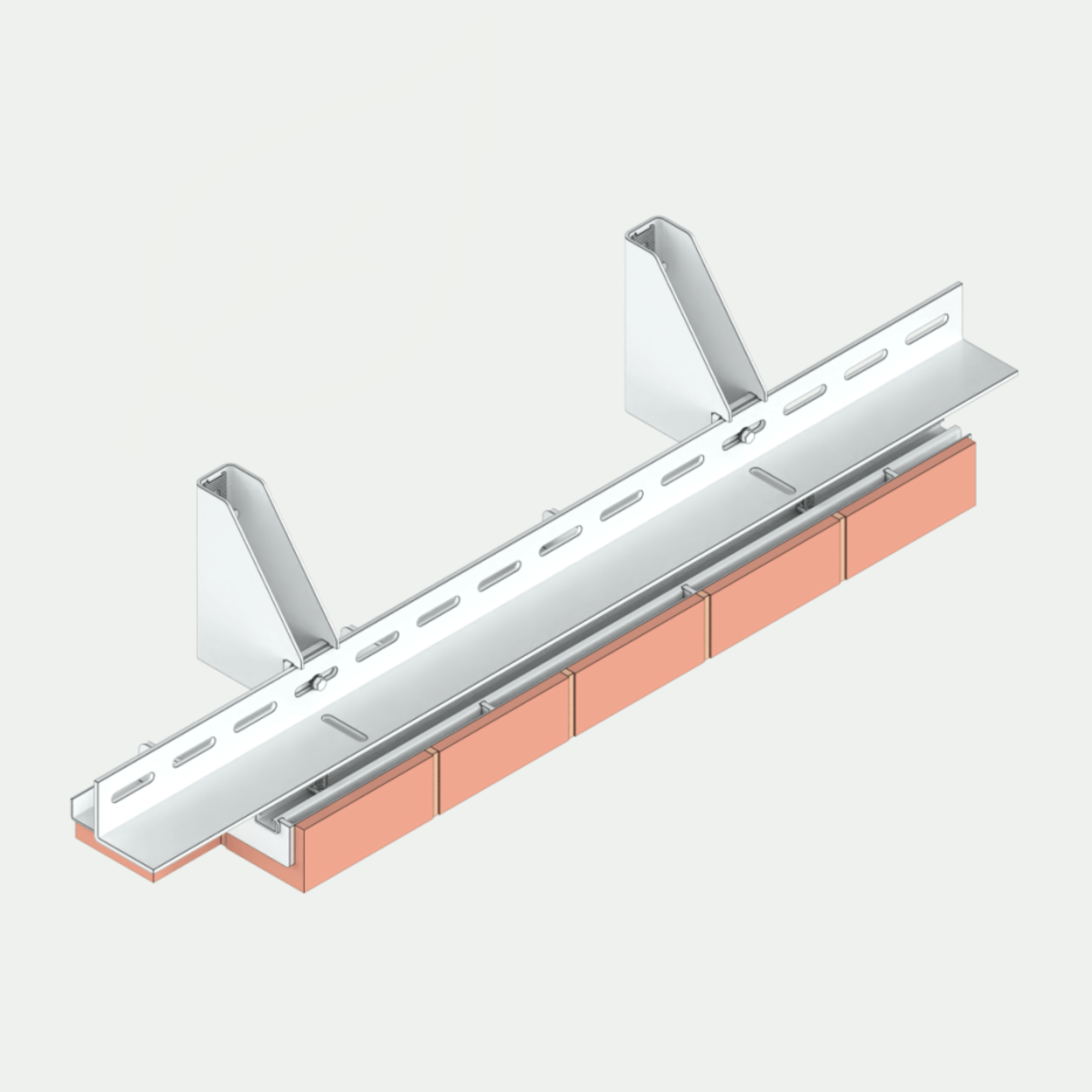 a drawing of a brick wall with a metal bracket attached to it