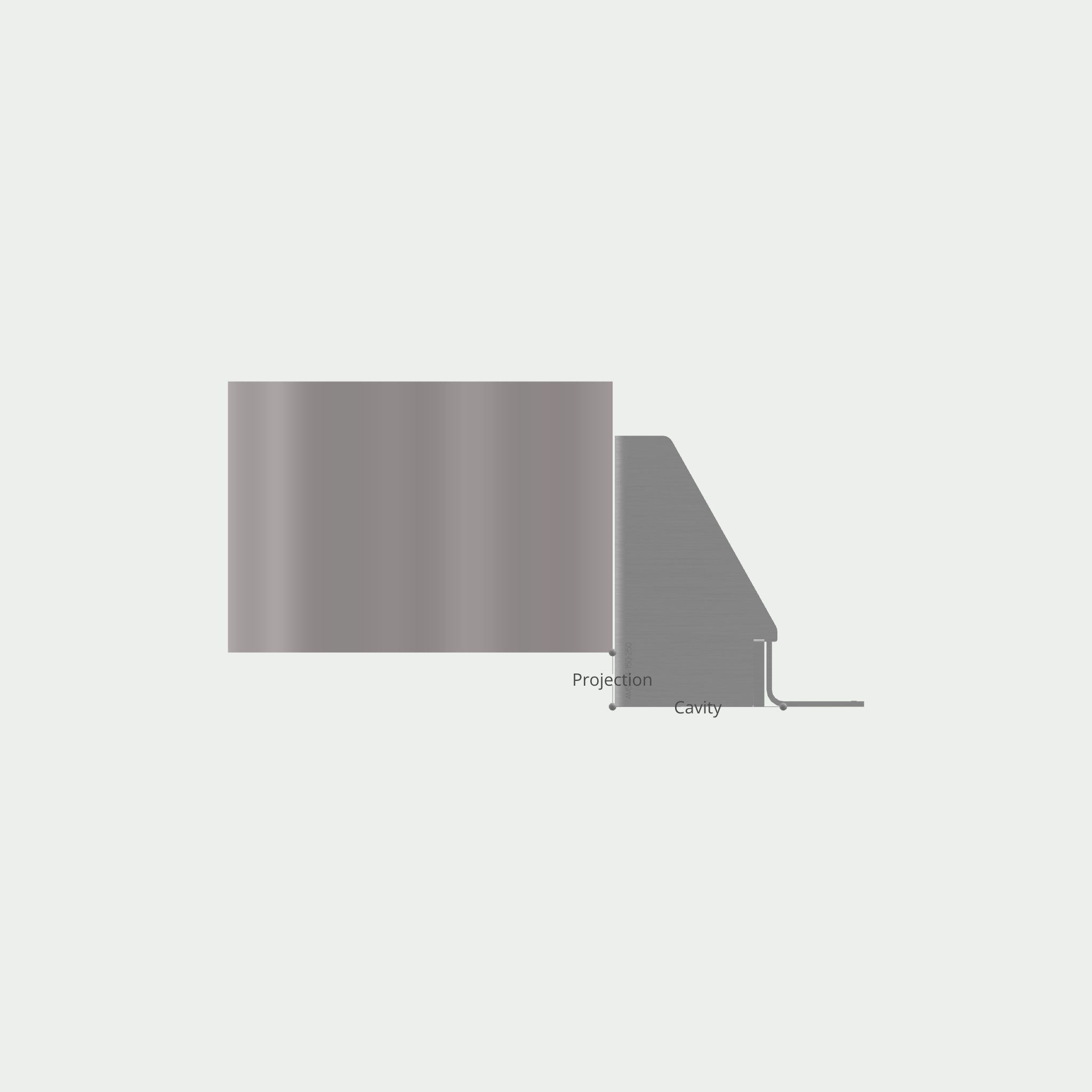 a drawing of a piece of metal with the word projection on it