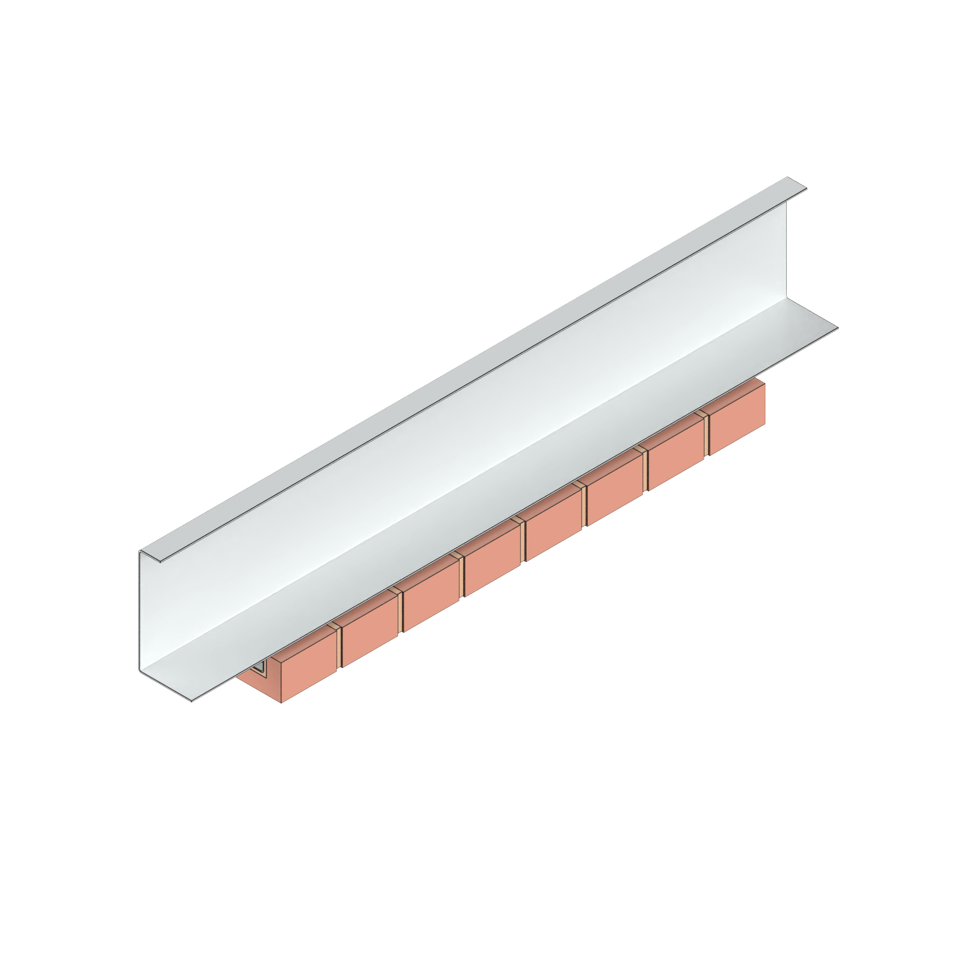 an isometric drawing of a shelf with bricks on it