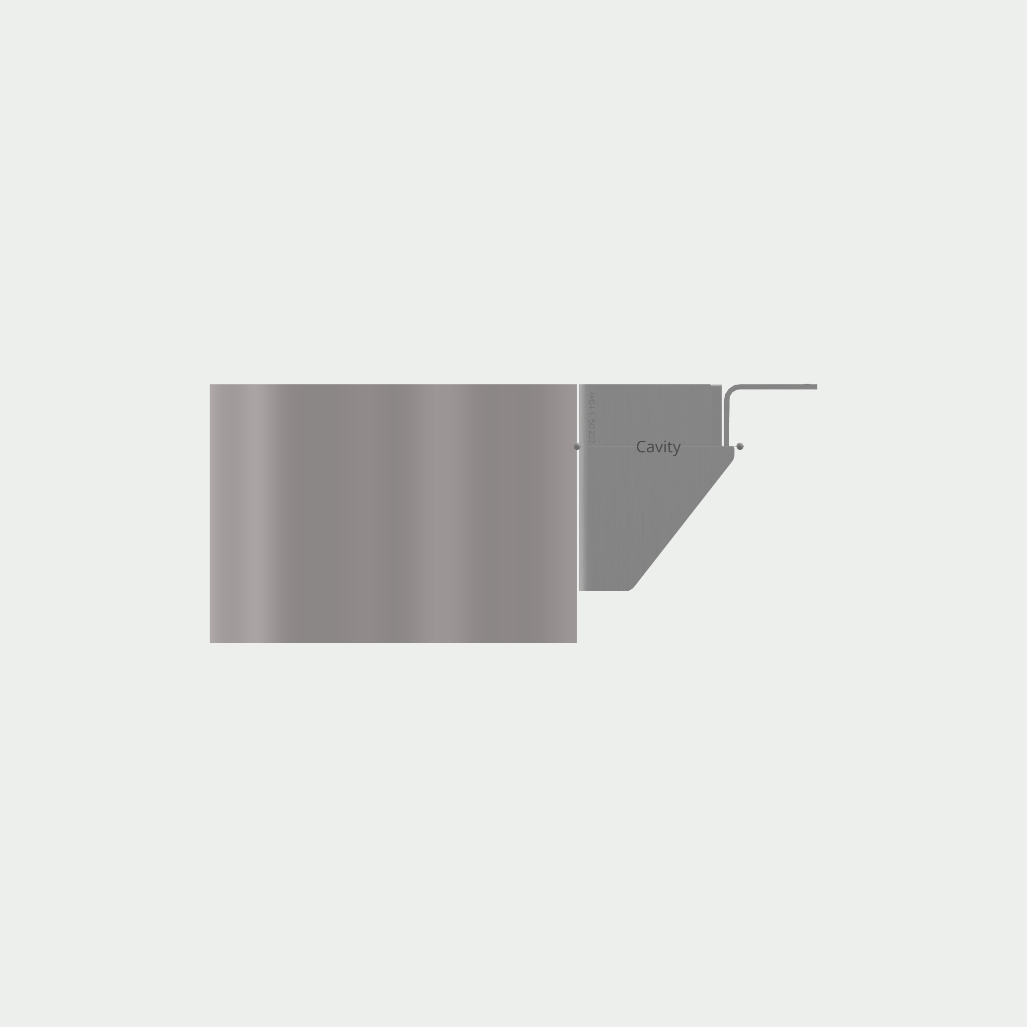 a drawing of a gray object with the word cavity on it