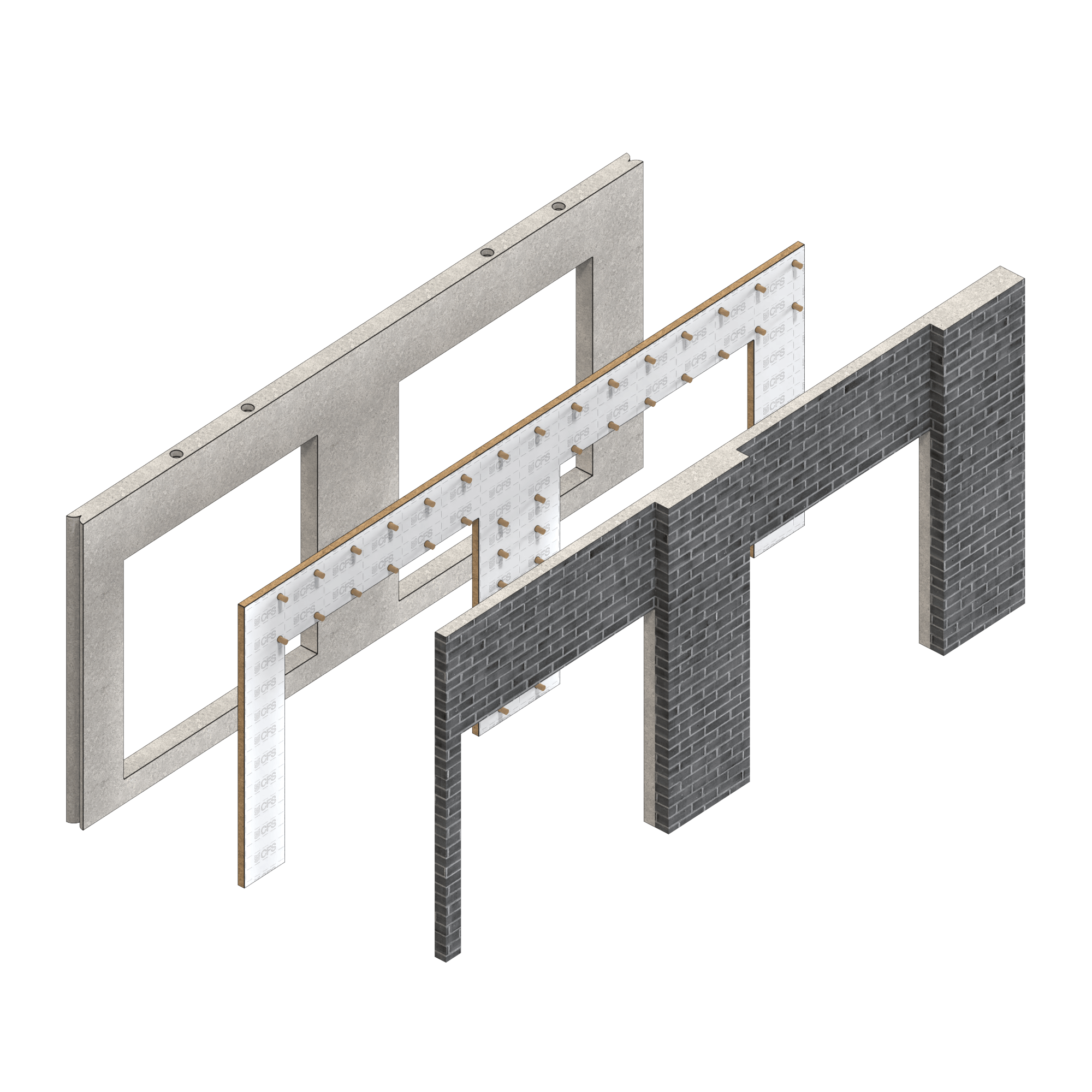 a drawing of a brick wall and a concrete wall