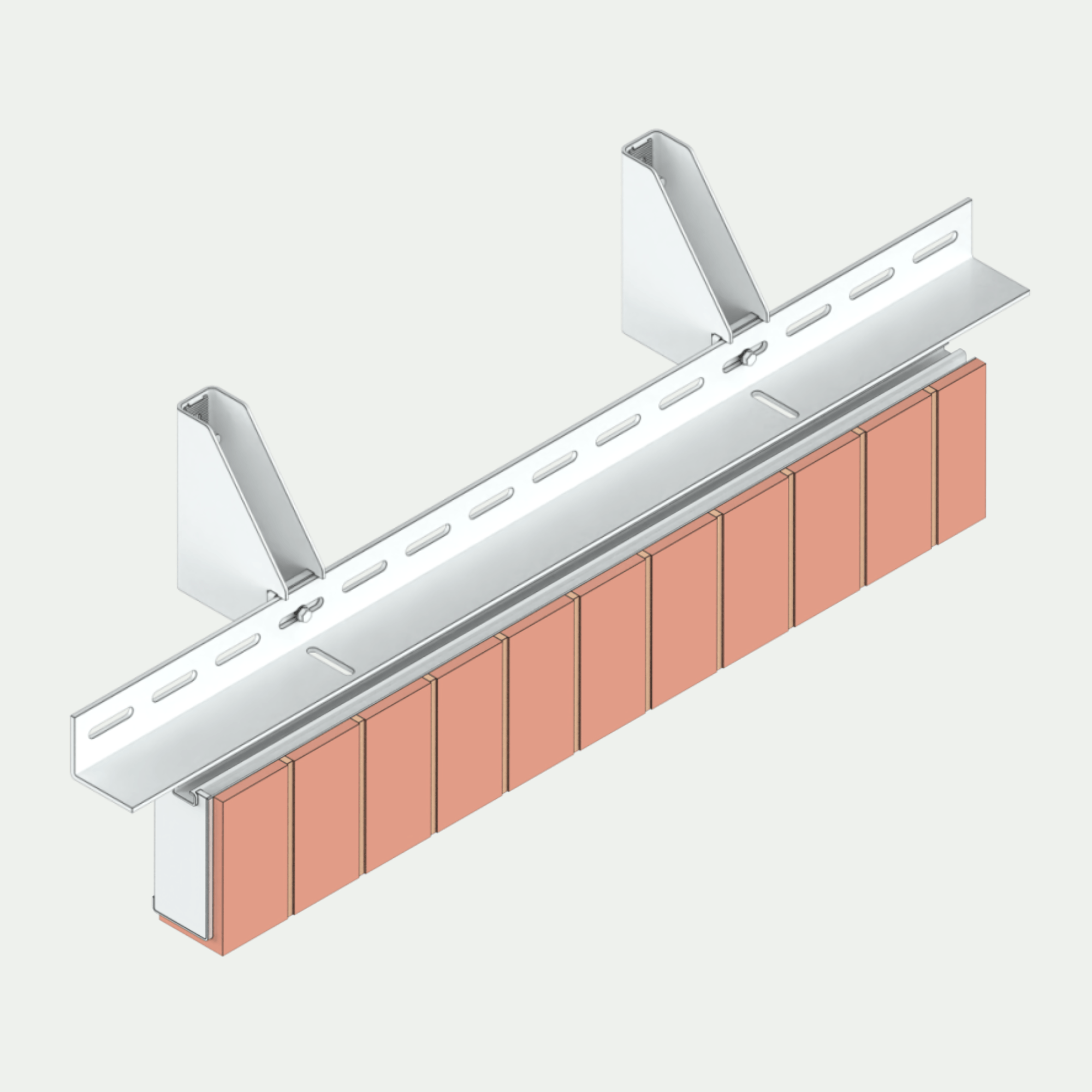 a drawing of a brick wall with a metal bracket