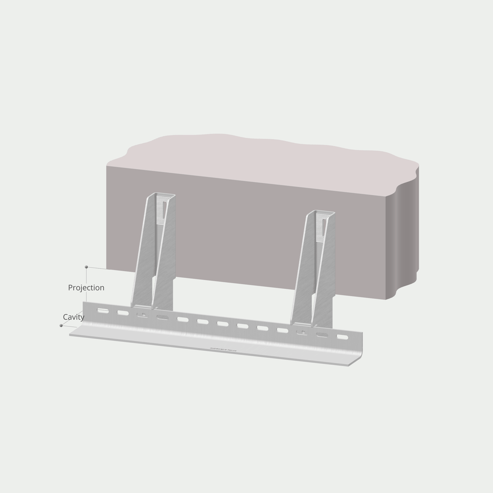 a drawing of a concrete block with the words projection and cavity below it