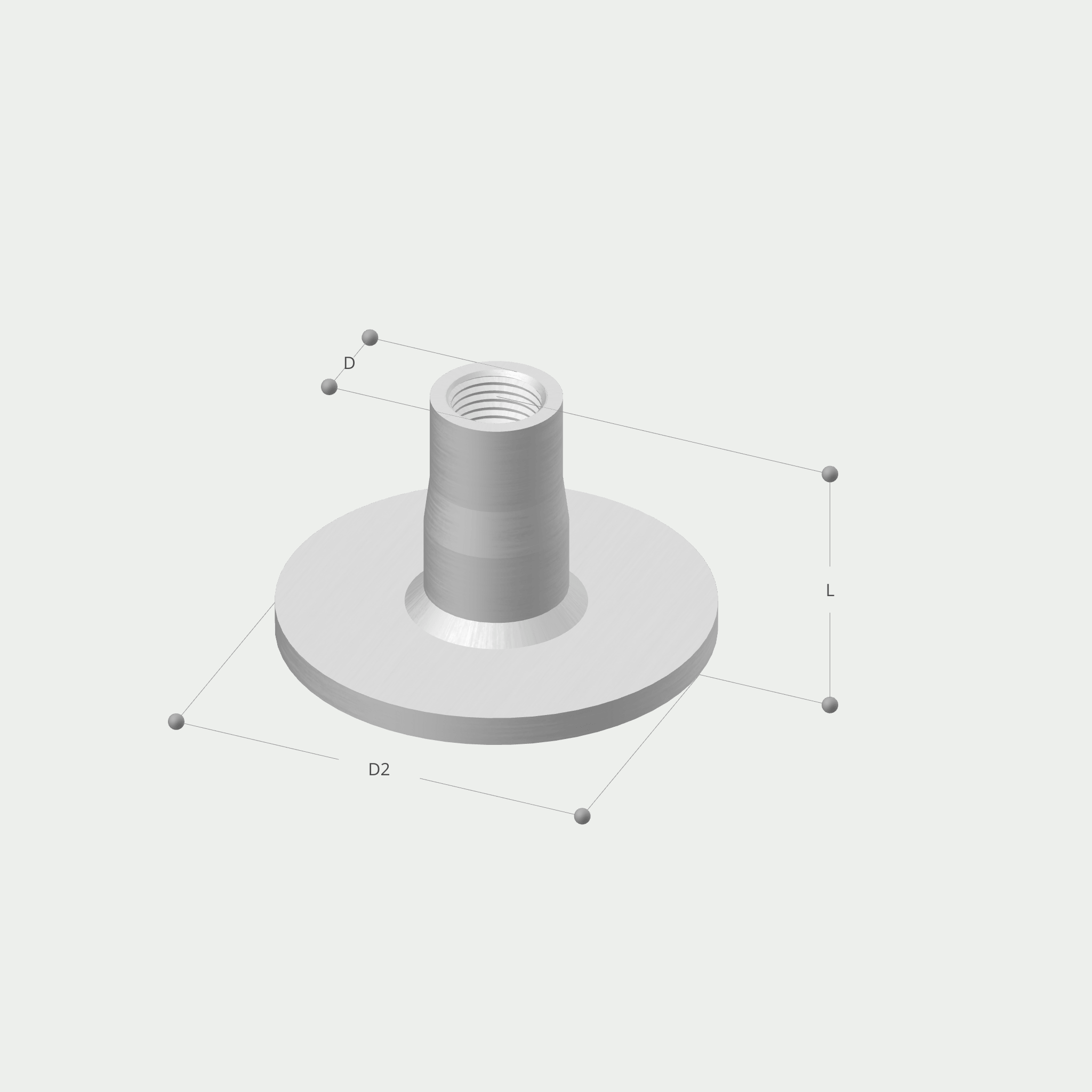 a drawing of a nut with measurements including d2 and l