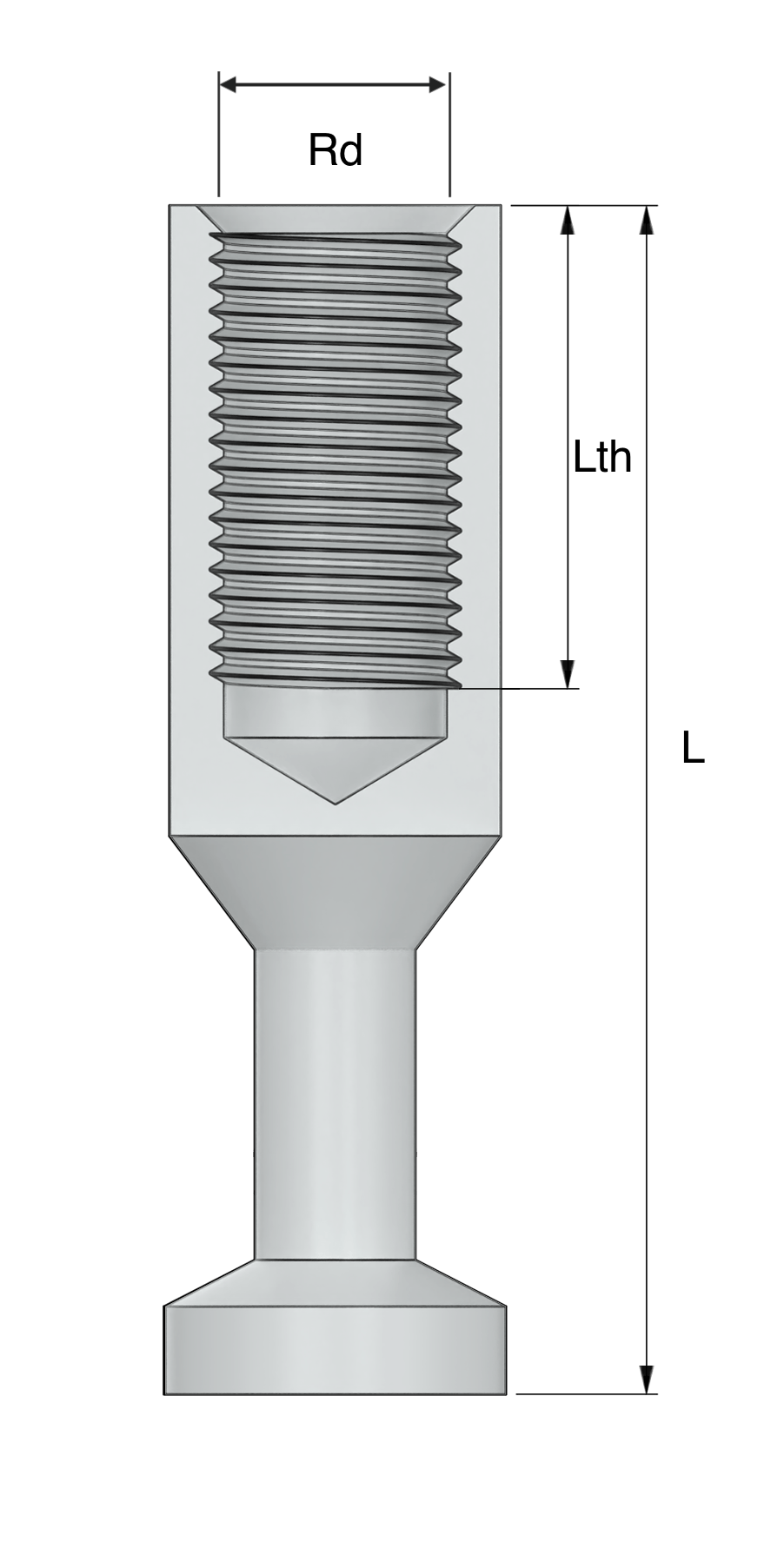 a drawing of a screw on a black background .