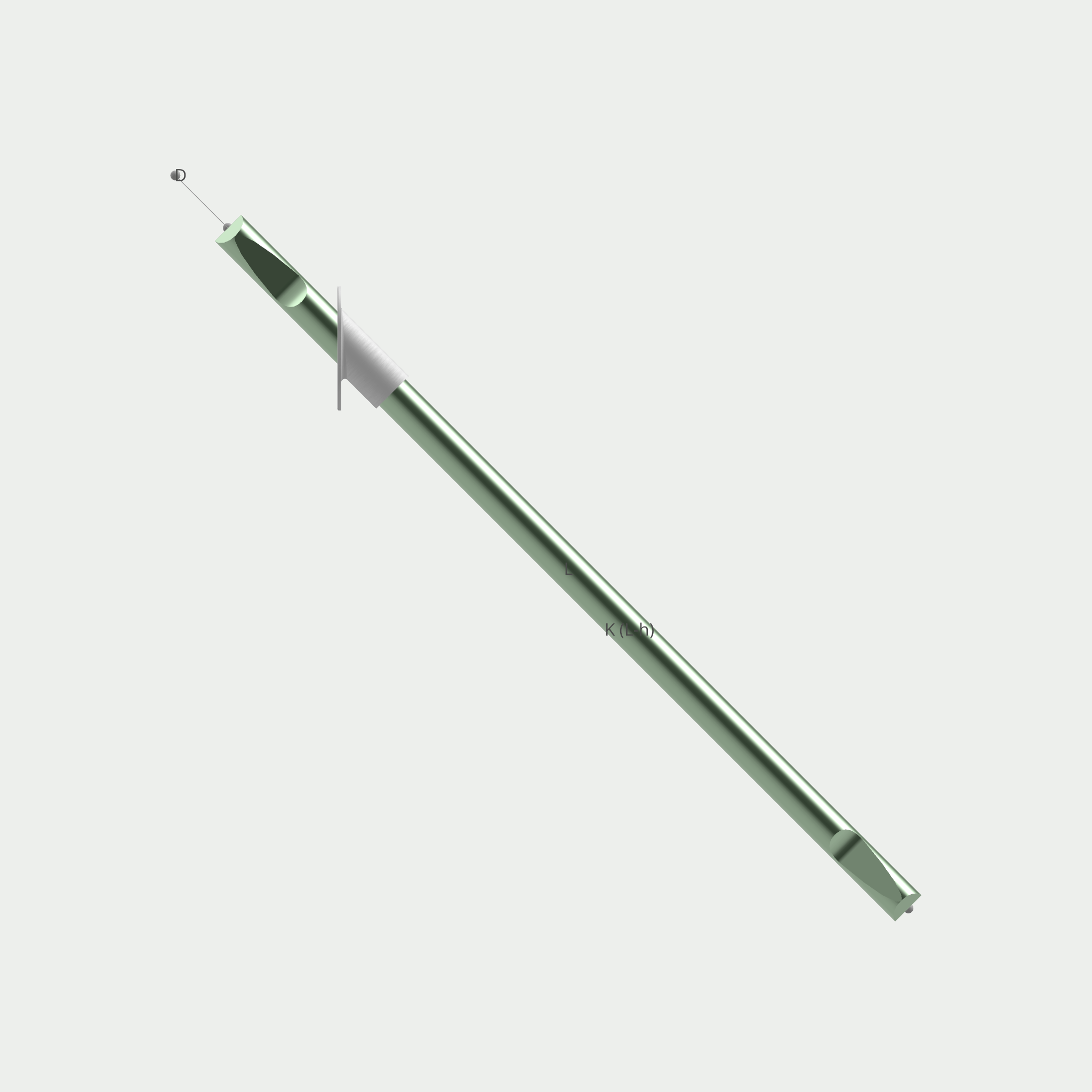 a green pencil with a white stripe on the end