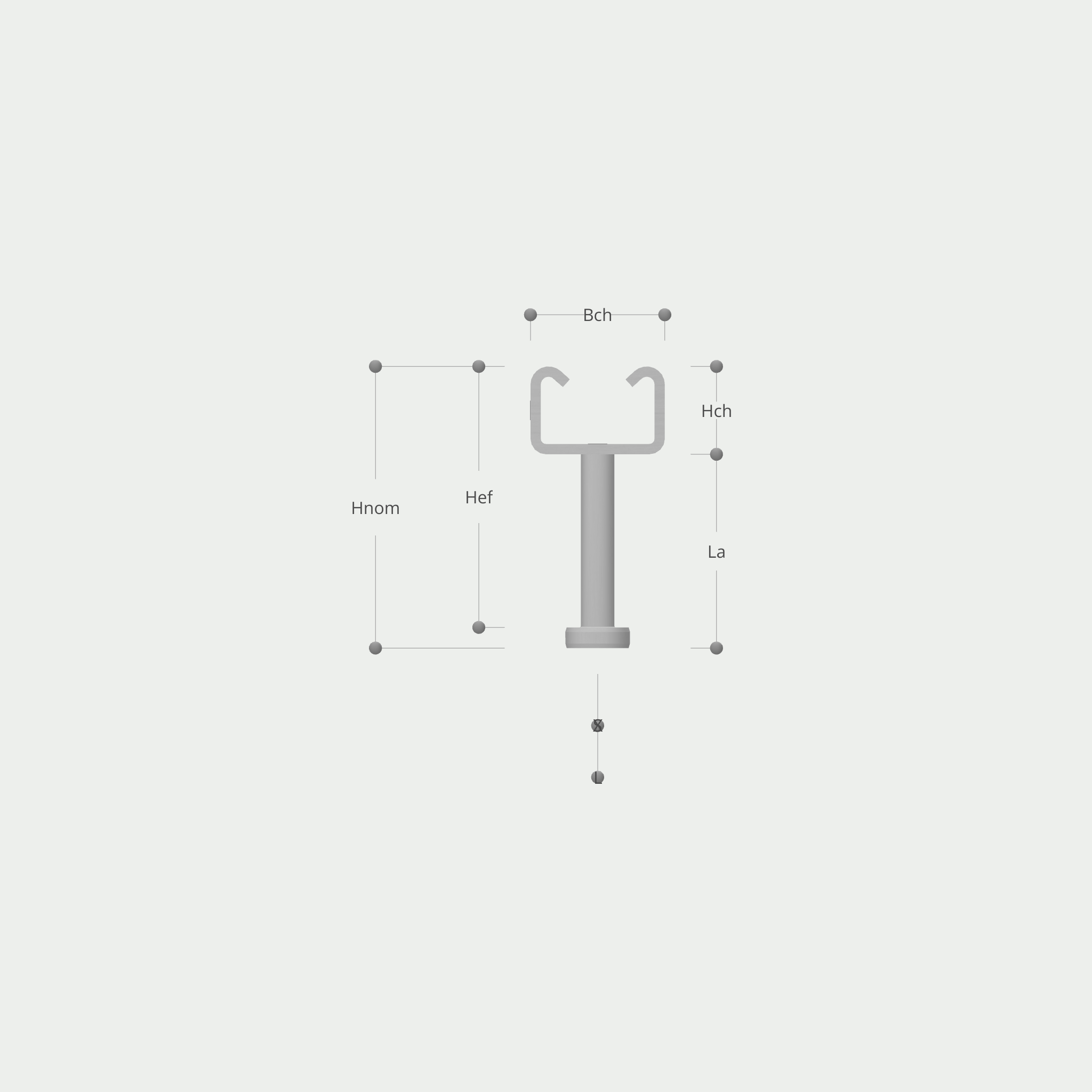 a drawing of a hook with measurements on a white background