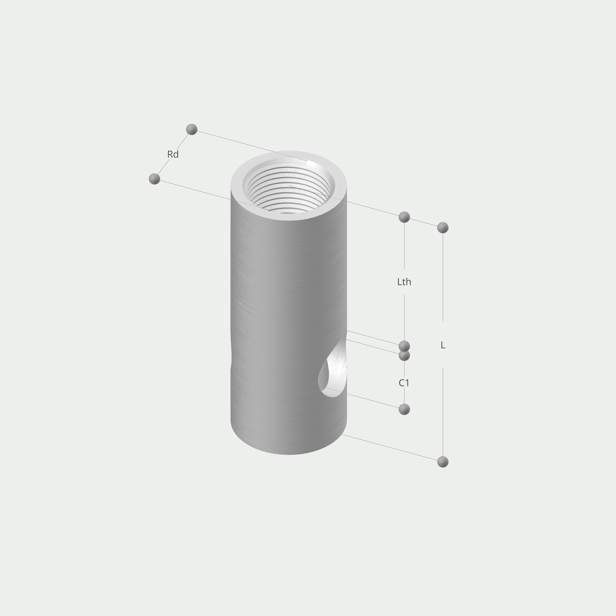 a drawing of a cylinder with the letters rd and lth on it