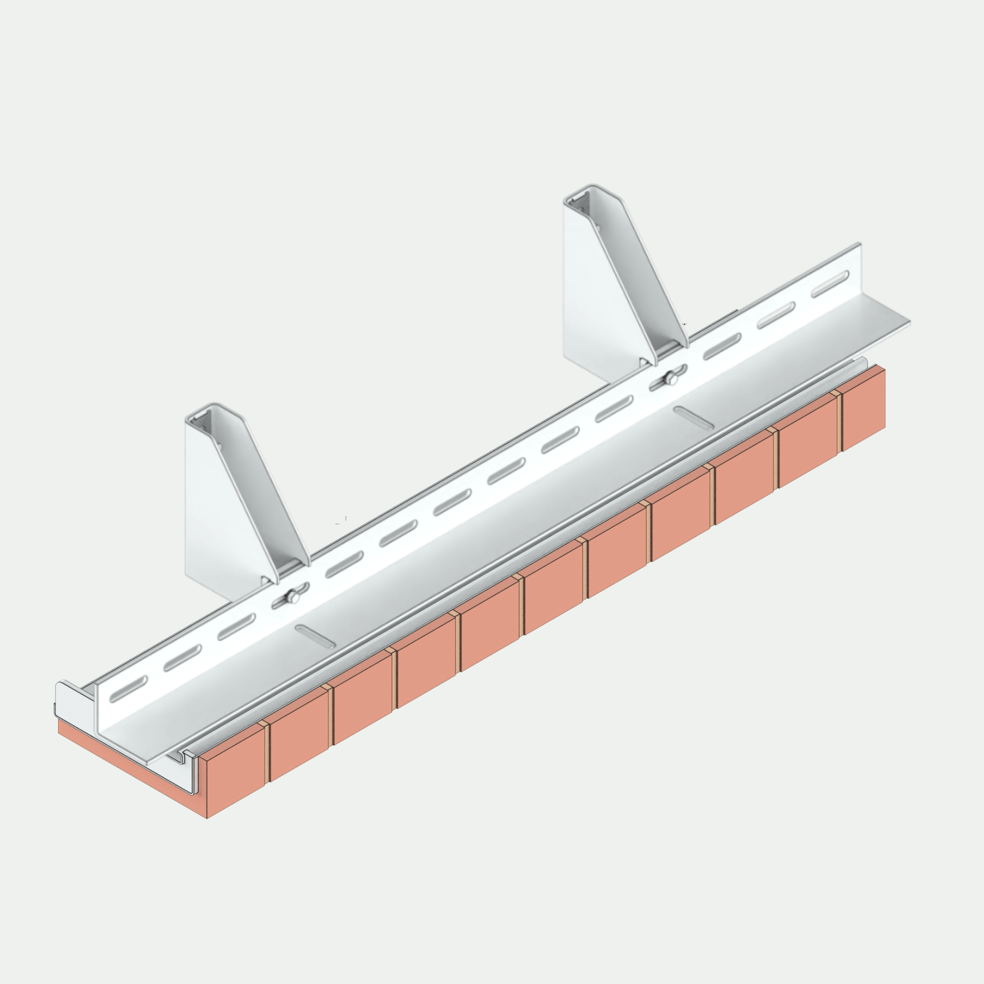 a drawing of a brick wall with a metal bracket attached to it