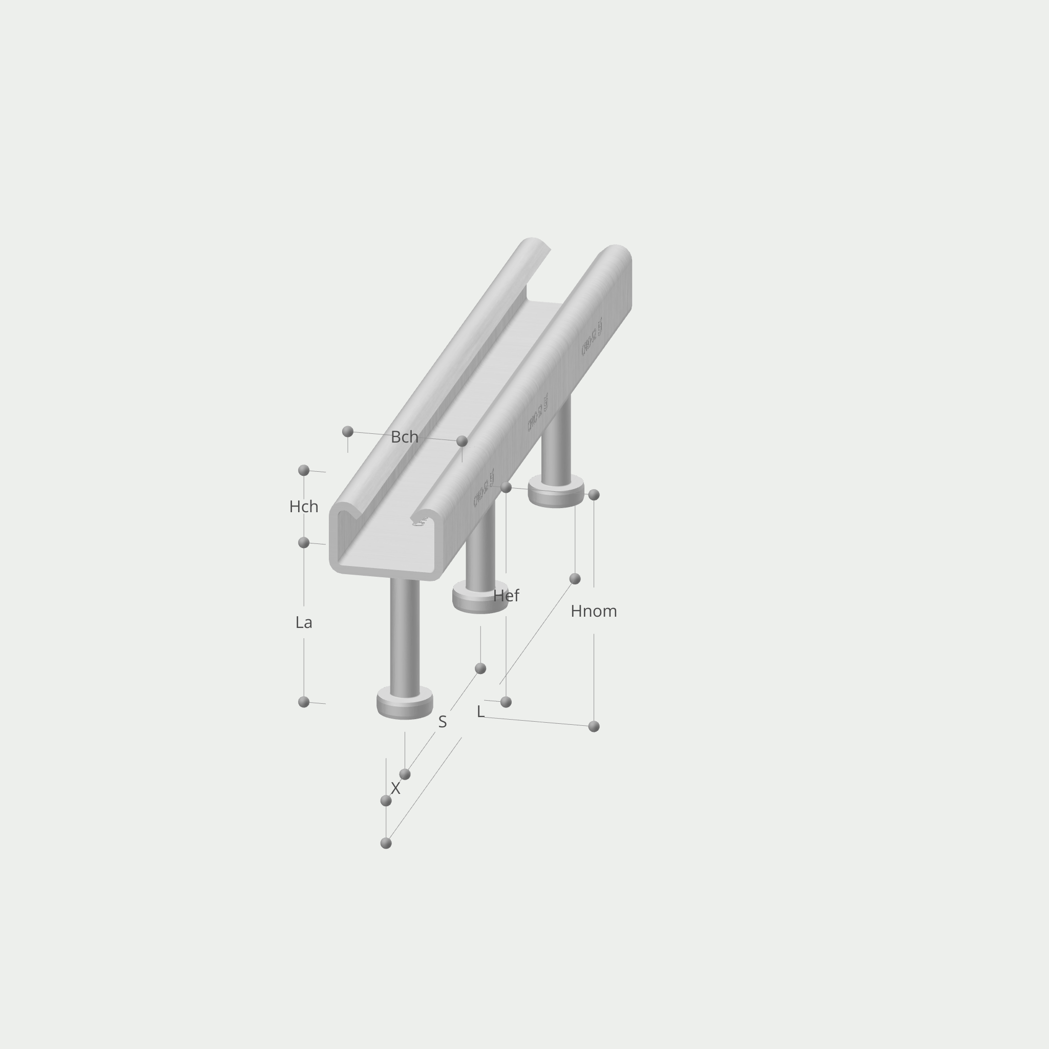 a drawing of a metal beam with measurements on it