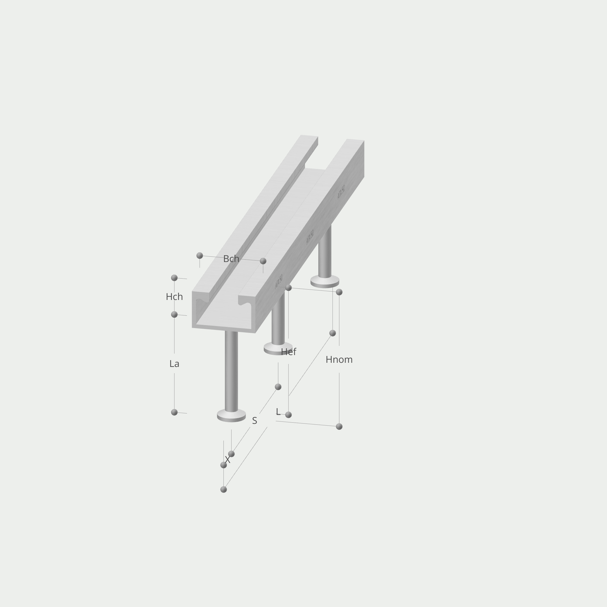 a drawing of a piece of metal with the letters hch and l on it