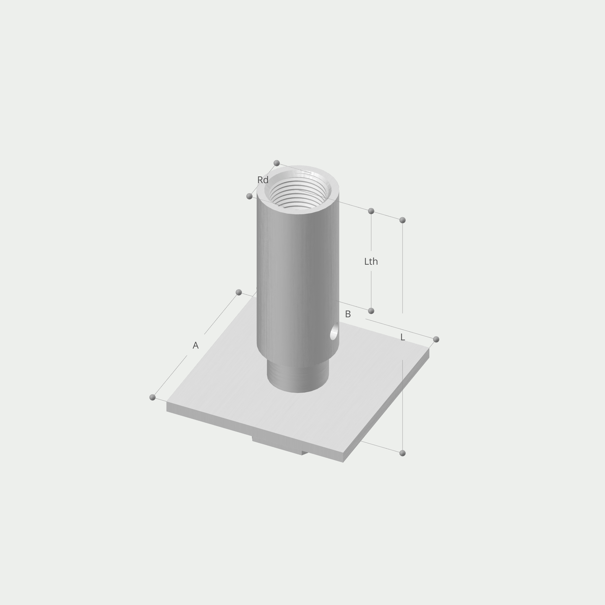 a drawing of a cylinder with measurements including rd and lth