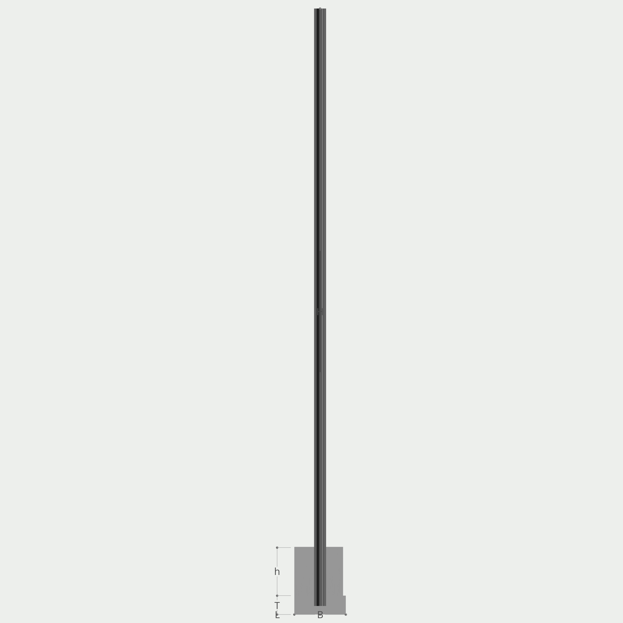 a 3d model of a pole with a base on a white background .