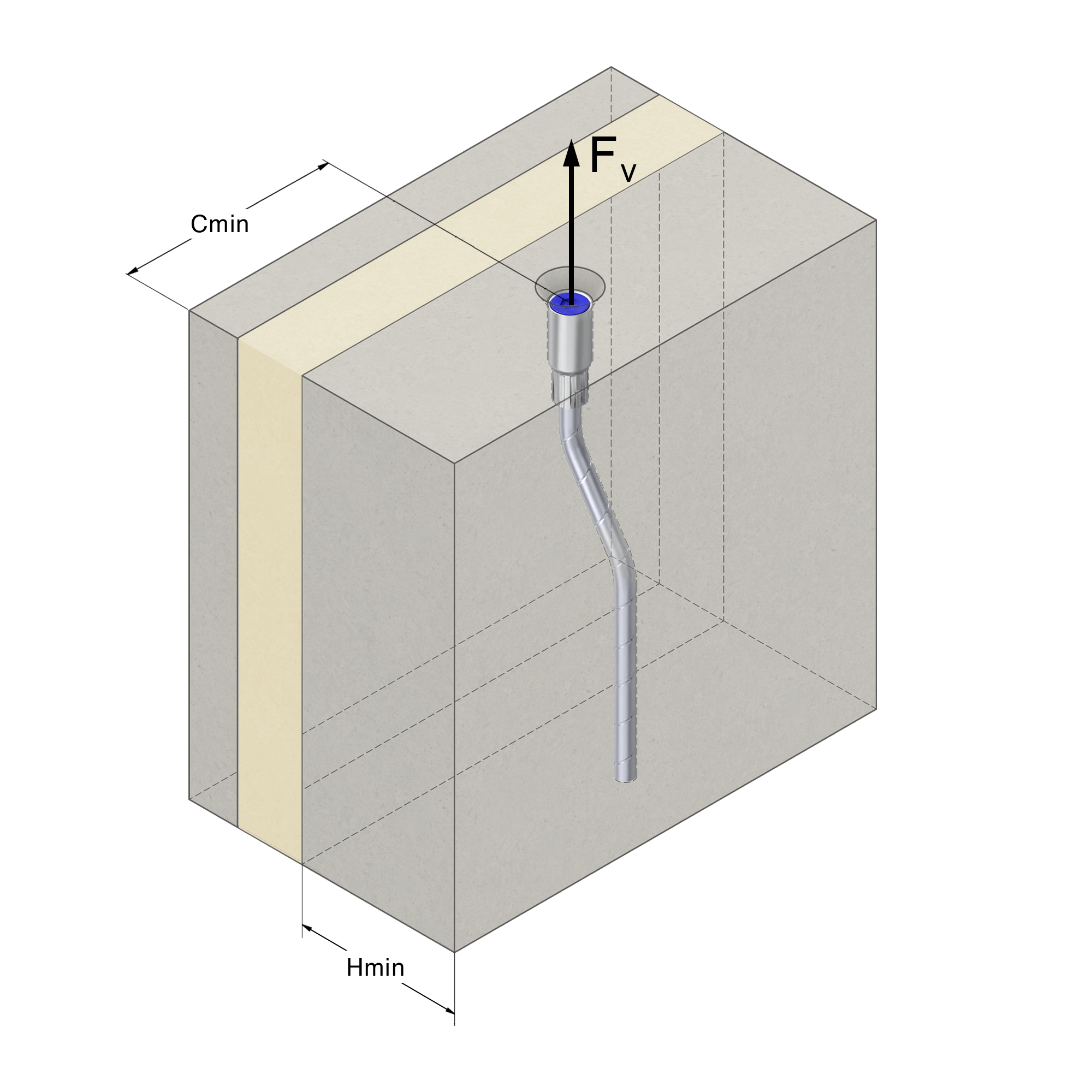 a drawing of a screw in a wall with the letters f and v on it