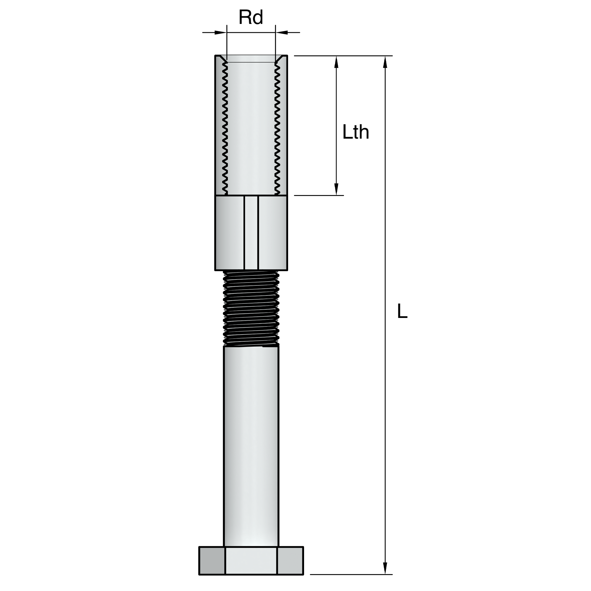 a drawing of a bolt and screw on a black background .