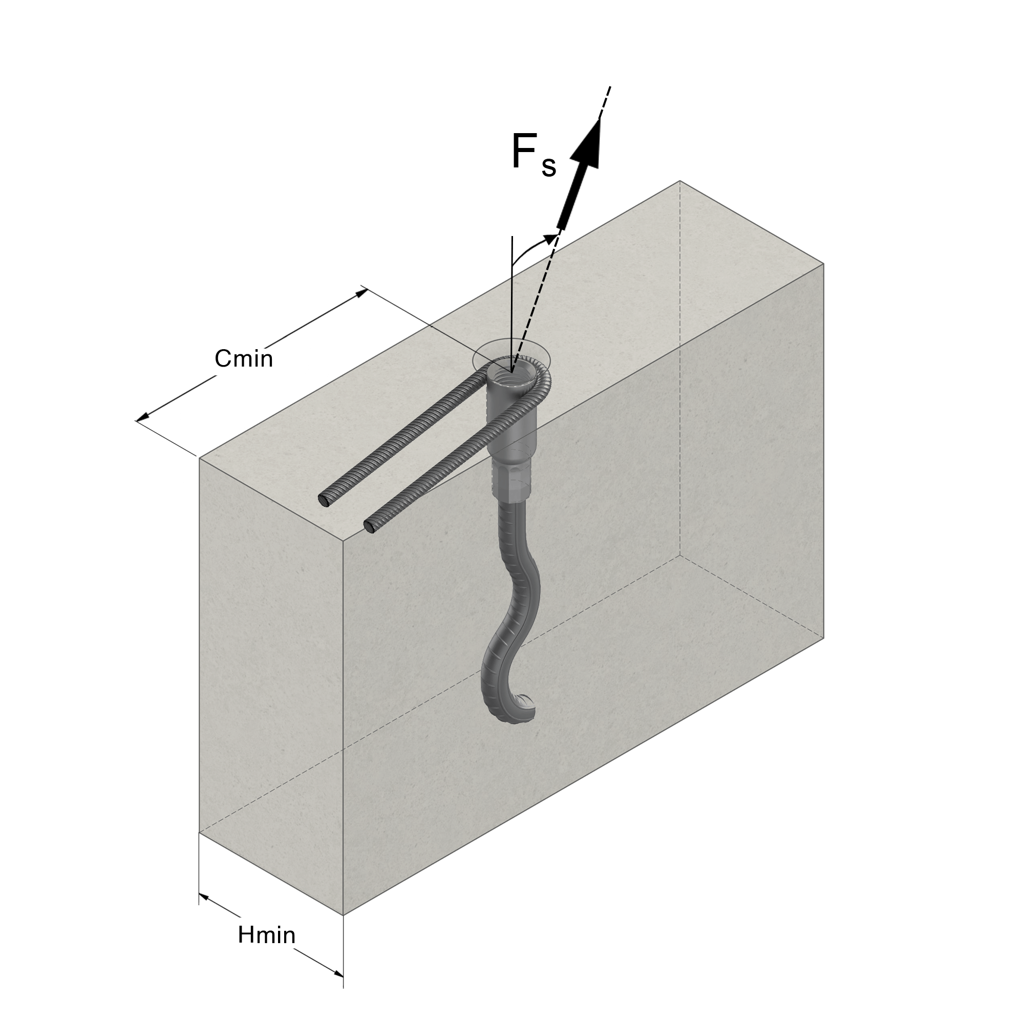 a black and white drawing of a hook in a box