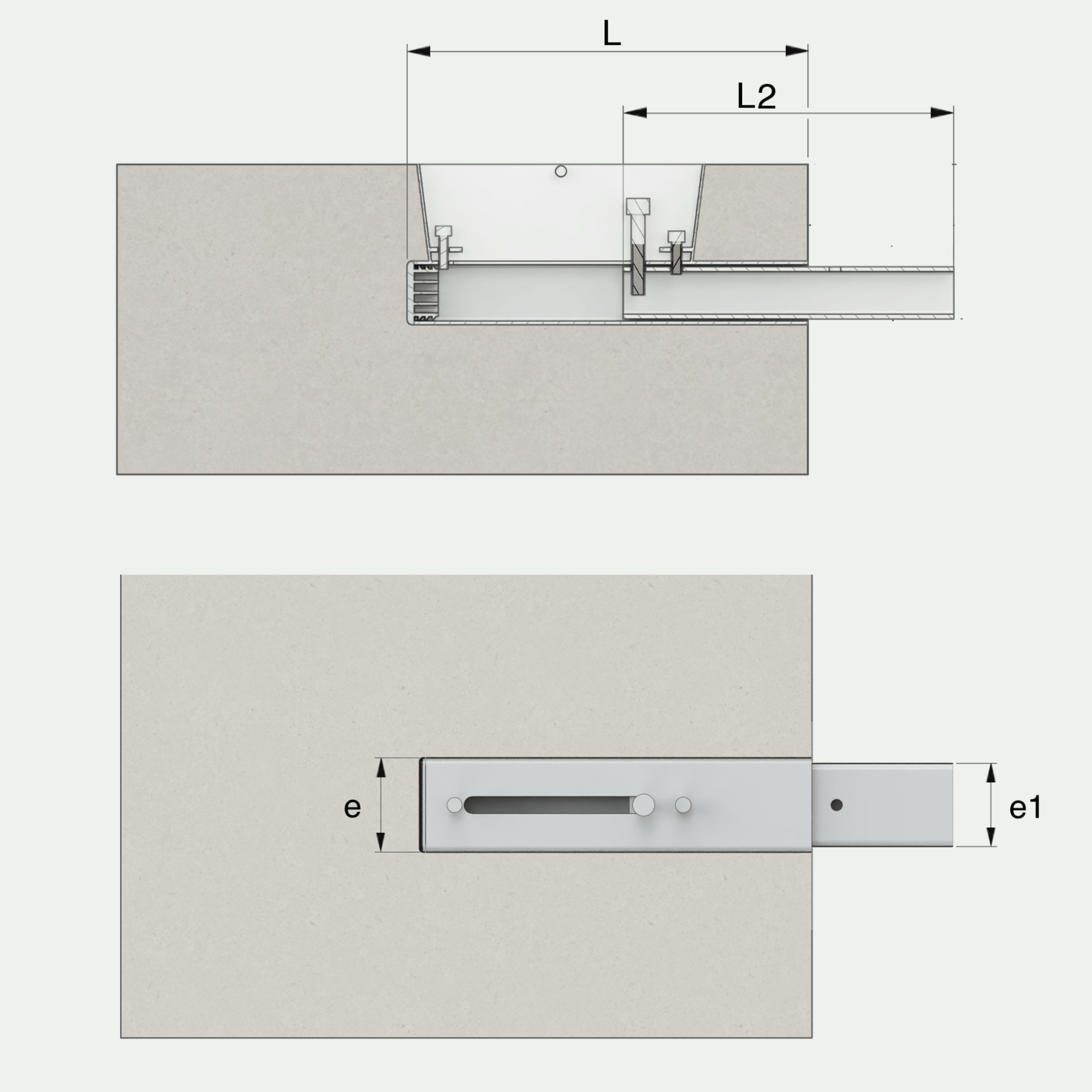 a drawing of a piece of metal with the letters l and l2 on it