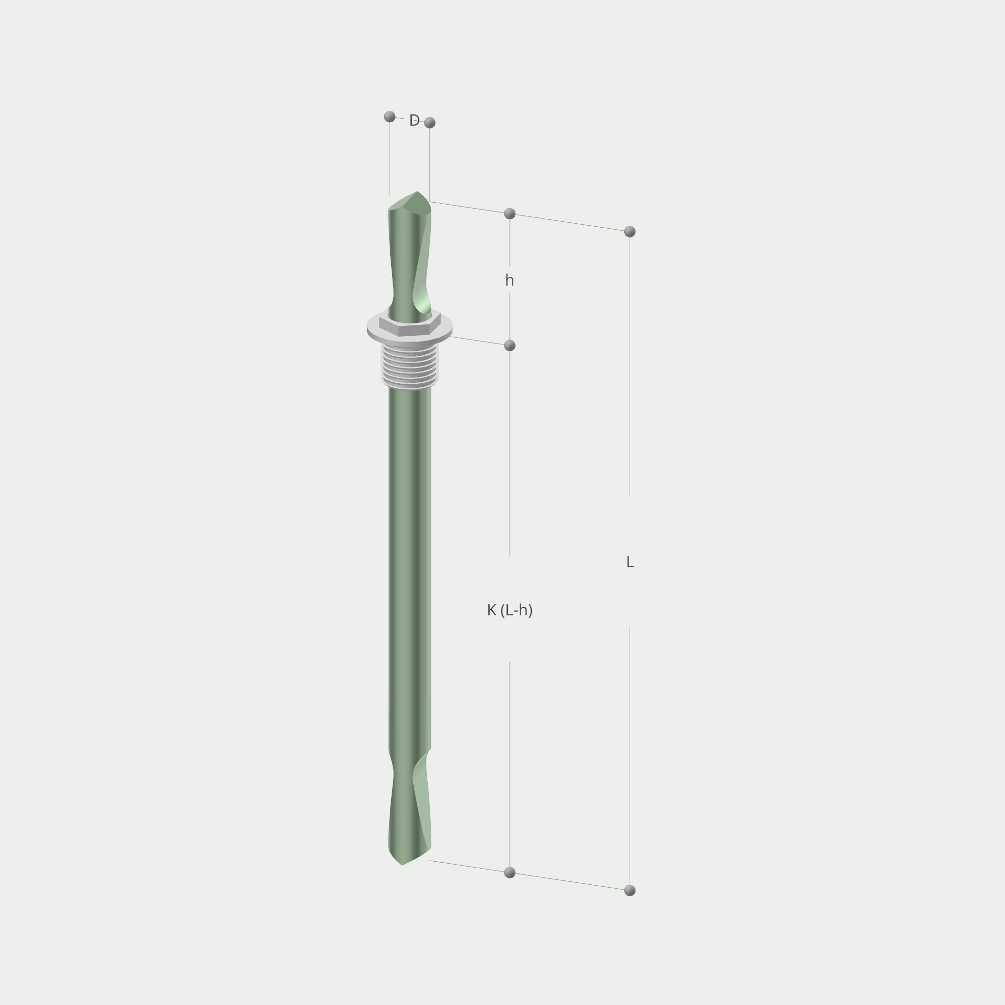 a drawing of a screw with measurements on it