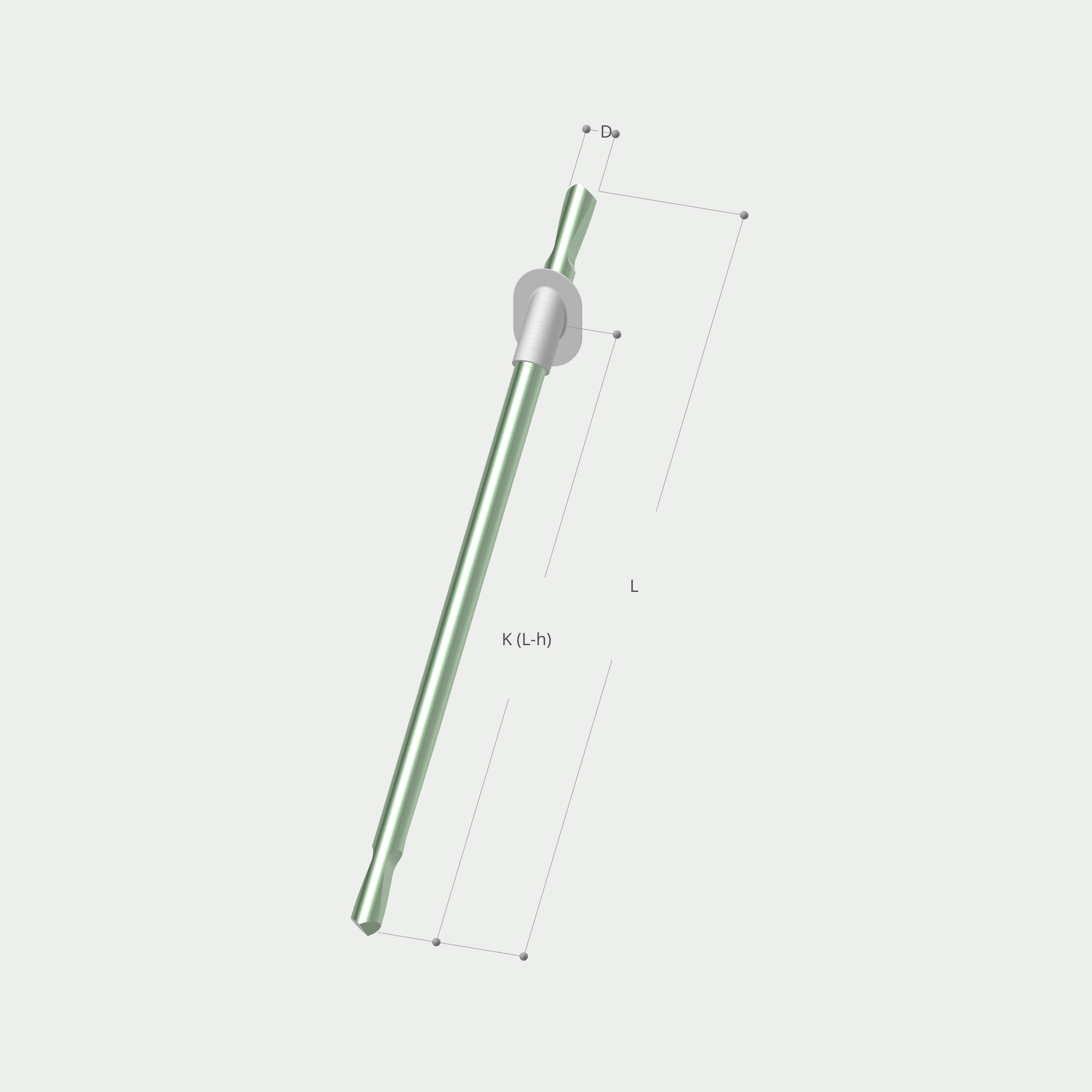 a drawing of a metal rod with measurements on it