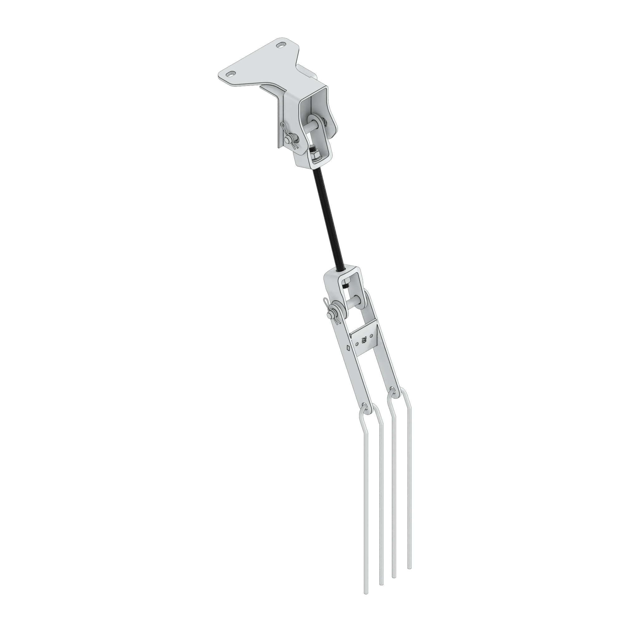 A gray three-probe liquid level sensor with a top mounting bracket.