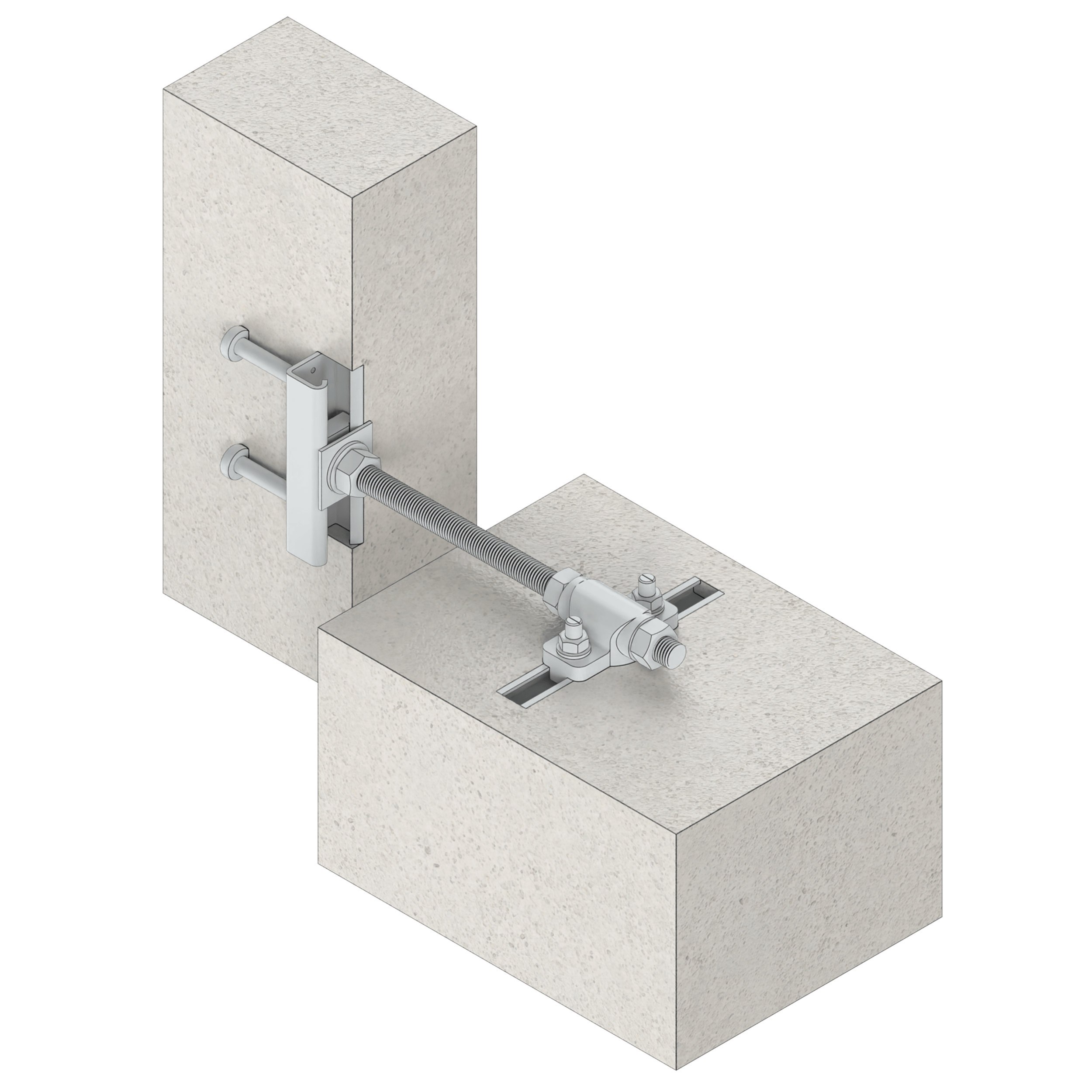 a drawing of a concrete block with a metal pipe attached to it