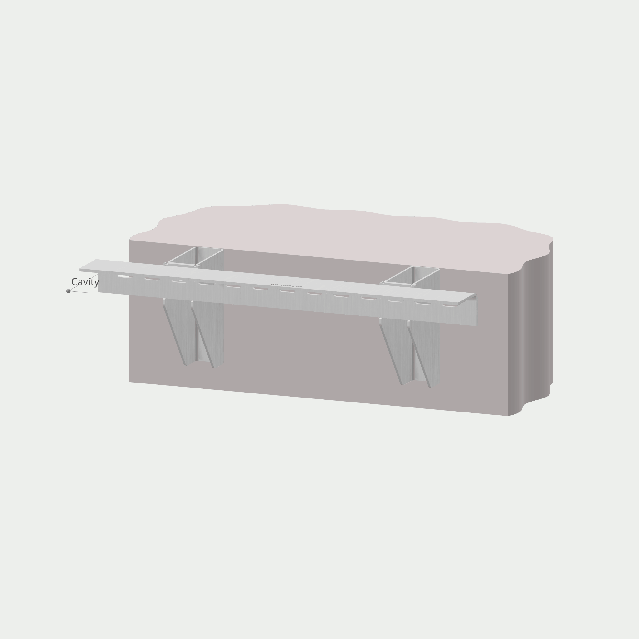a drawing of a concrete block with the word cavity below it