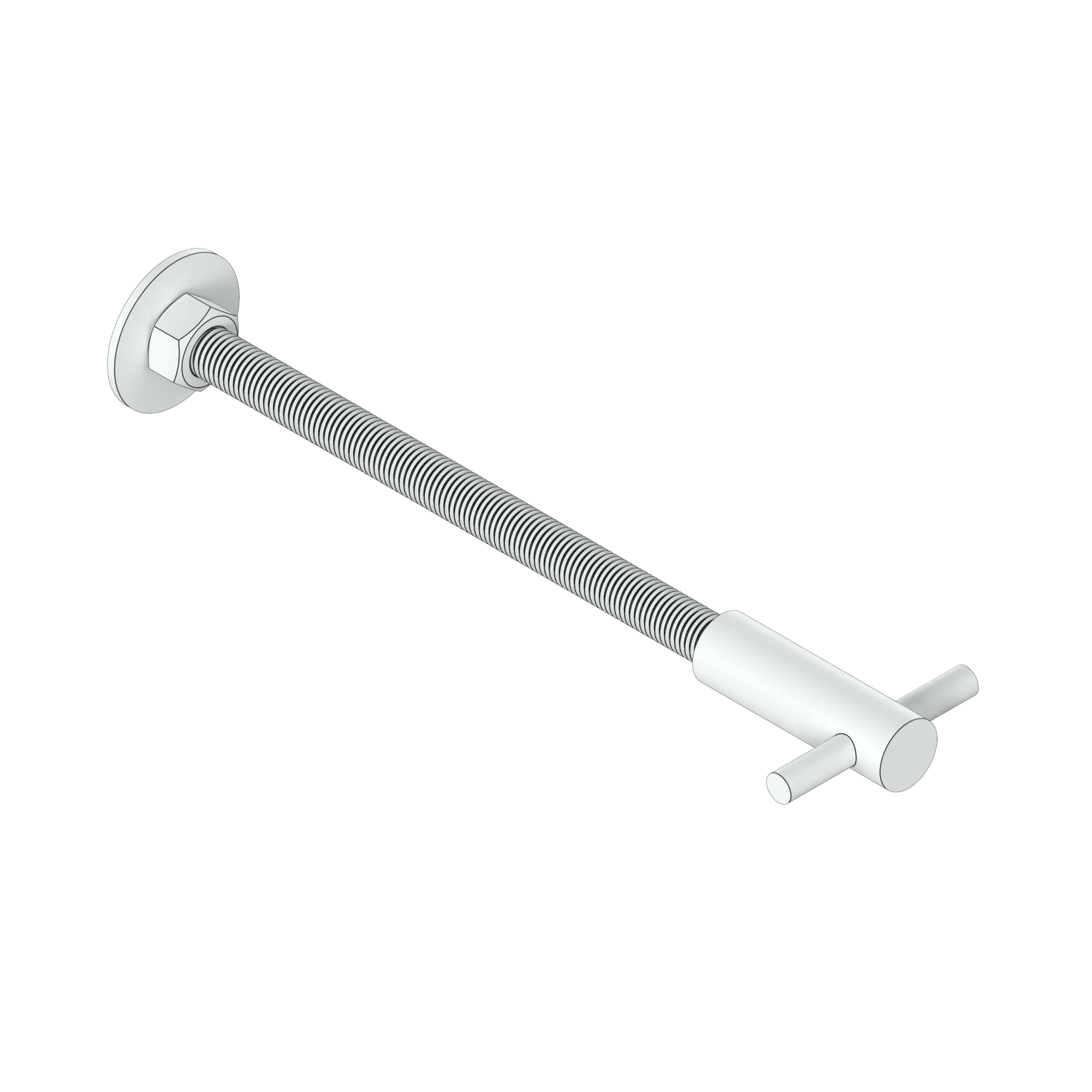 Adjustable threaded rod with a flat head bolt and T-handle.